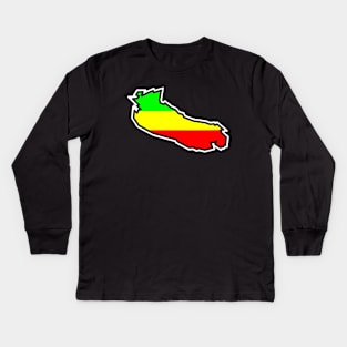 Gabriola Island Silhouette in Rasta Rastafarian Flag Colours - Rastafari - Gabriola Island Kids Long Sleeve T-Shirt